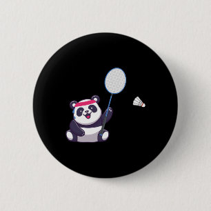 Panda Playing Badminton Funny Sports Player Coach 2 Inch Round Button