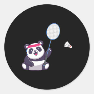 Panda Playing Badminton Funny Sports Player Coach Classic Round Sticker