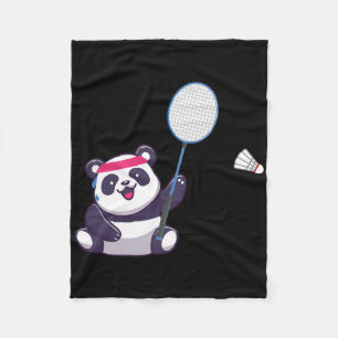 Panda Playing Badminton Funny Sports Player Coach Fleece Blanket