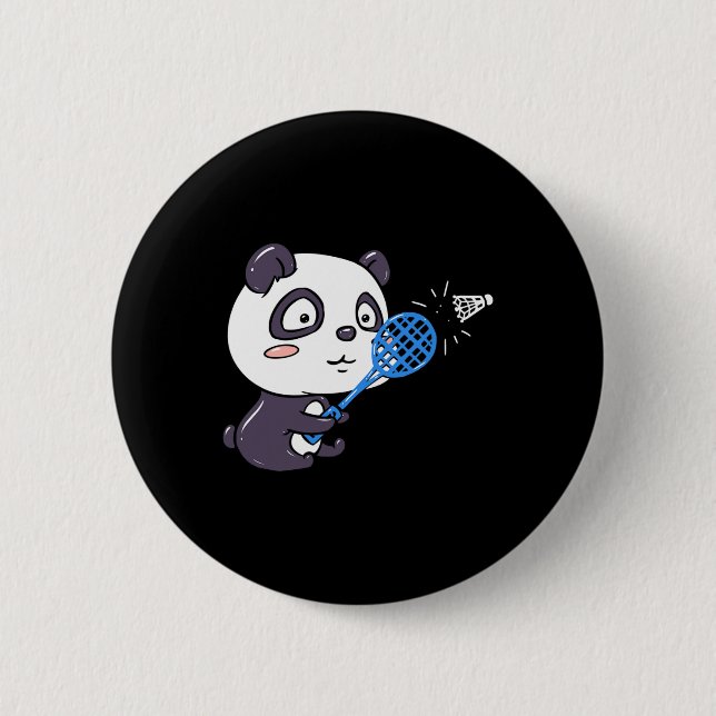 Panda Playing Badminton Getting Sweaty I Panda Bea 2 Inch Round Button (Front)