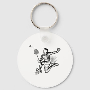 Panda Playing Badminton Player Shuttle Keychain