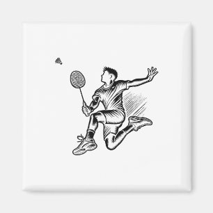 Panda Playing Badminton Player Shuttle Magnet