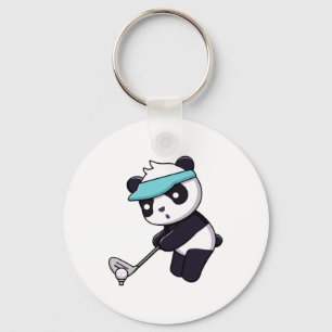 Panda Playing Golf Funny Animal Golfer Panda Bear Keychain