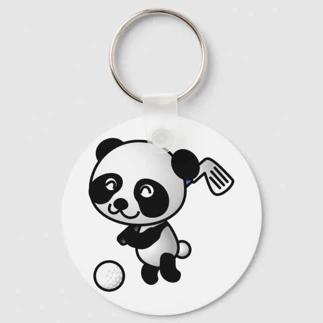 Panda playing golf keychain (Front)