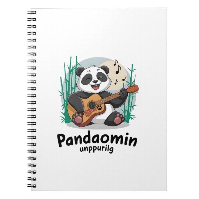 Panda Playing Guitar- Fun Musical Panda Notebook (Front)