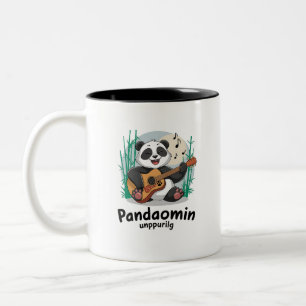 Panda Playing Guitar- Fun Musical Panda Two-Tone Coffee Mug