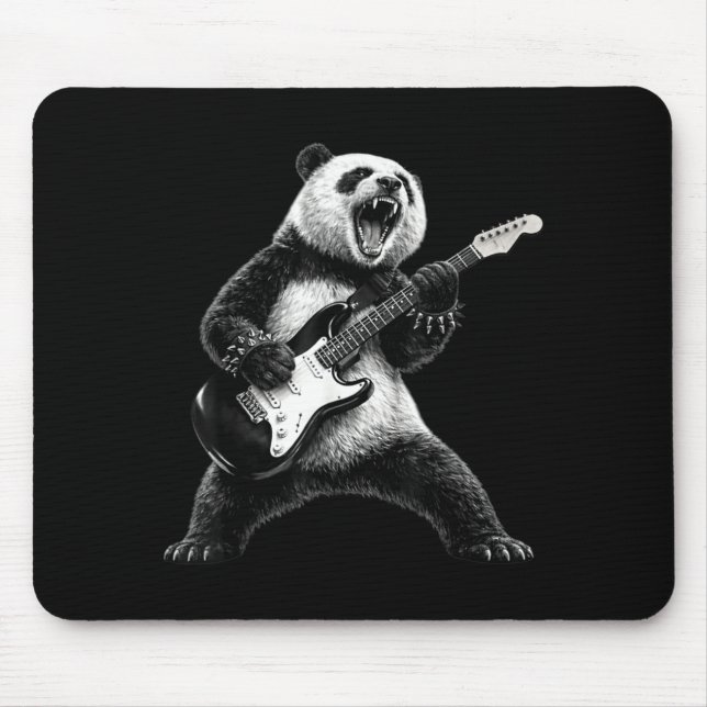 Panda playing guitar rock star rock and roll men mouse pad (Front)