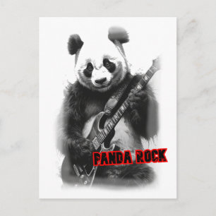 Panda playing Rock on a Holiday Postcard