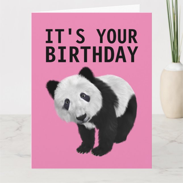 PANDA PORTEZ UNE CARTE D'ANNIVERSAIRE SURTAILLÉE (Devant)