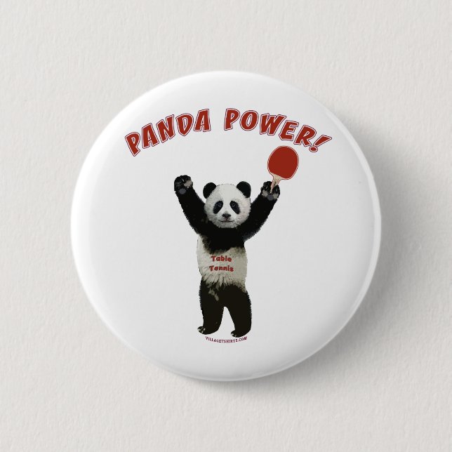 Panda Power Ping Pong 2 Inch Round Button (Front)