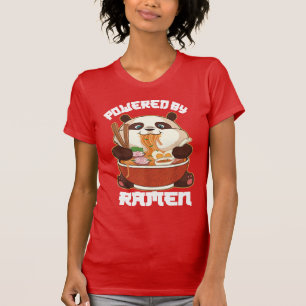 PANDA POWERED BY RAMEN   Fat Panda Eating Ramen T-Shirt
