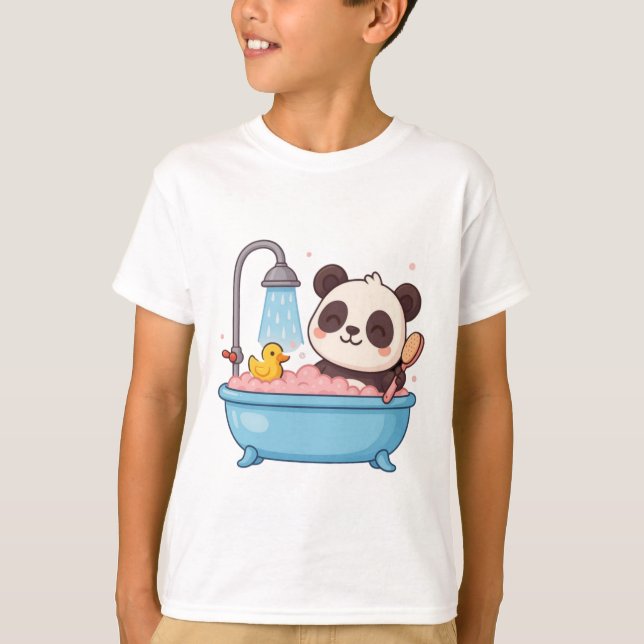 panda prendre un bain enfants T-shirt (Devant)