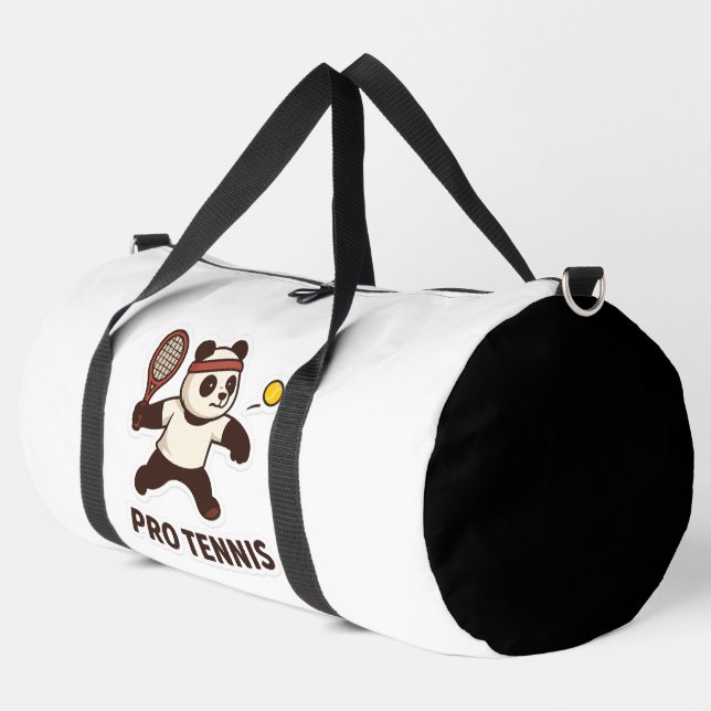  Panda Pro Tennis Sticker – Cute Sports Design Duffle Bag (Left Corner)
