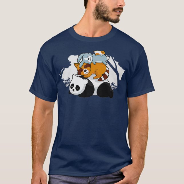 Panda Raccoon Rabbit Hamster Cute Sleeping T-Shirt (Front)