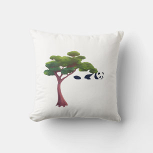 Panda Resting Among Lush Green Trees Throw Pillow
