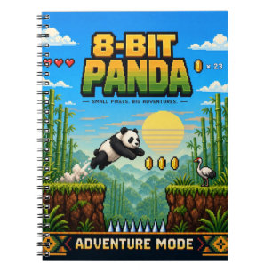 Panda, Retro 8-Bit Pixel Art Notebook