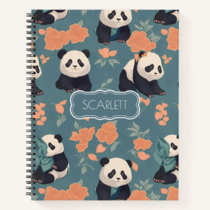 Panda Retro Colourful Personalized Pattern Notebook