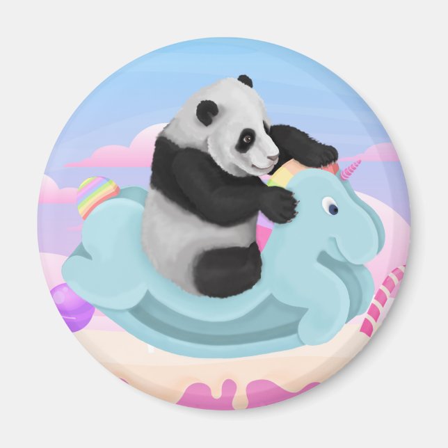 Panda riding a unicorn magnet (Front)
