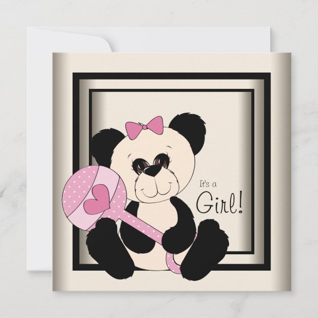 Panda rose bébé douche Invitations (Devant)