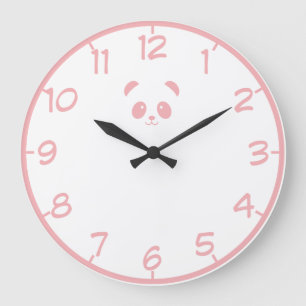 Panda rose très fin  Horloge murale