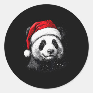 Panda Santa Hat Funny Panda Lovers Christmas Xmas  Classic Round Sticker