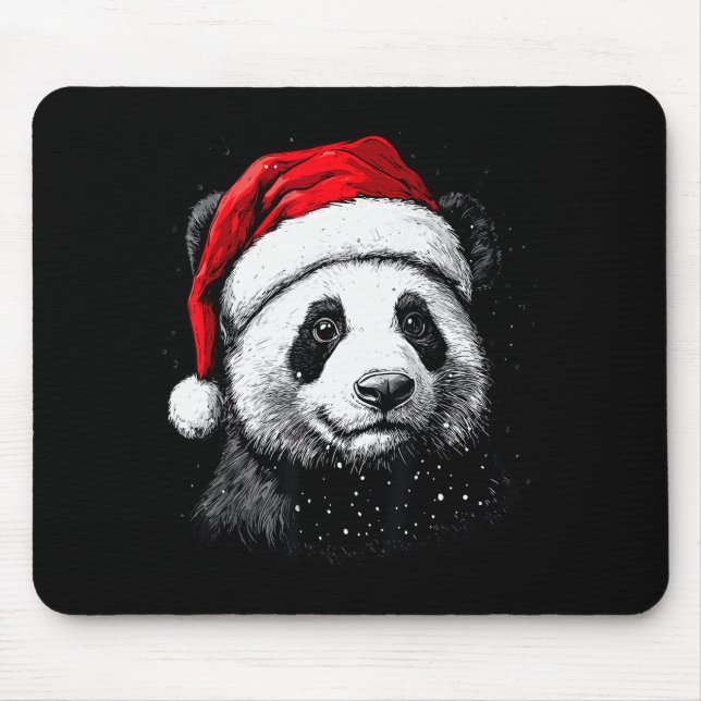 Panda Santa Hat Funny Panda Lovers Christmas Xmas  Mouse Pad (Front)