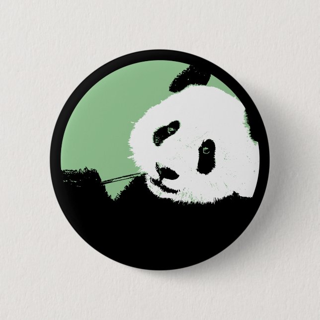panda. seagreen circle. 2 inch round button (Front)