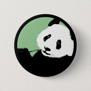 panda. seagreen circle. 2 inch round button