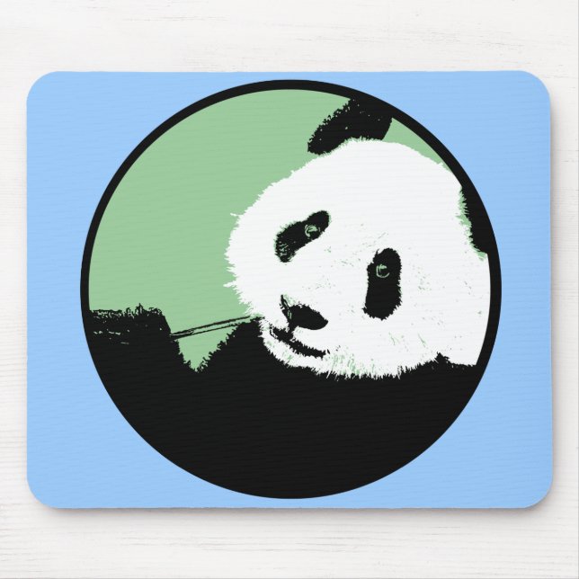 panda. seagreen circle. mouse pad (Front)