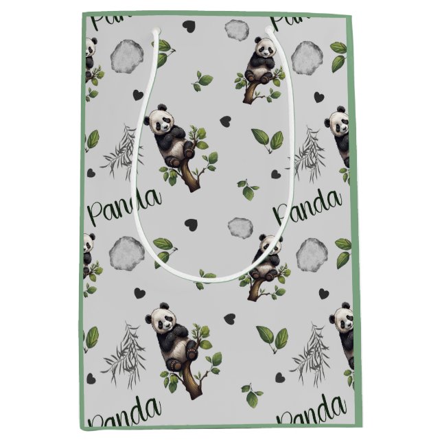 Panda Seamless Pattern Baby Blanket Medium Gift Bag (Front)