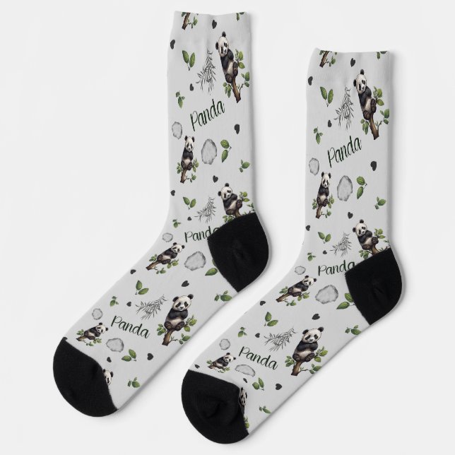 Panda Seamless Pattern Baby Blanket Socks (Left)