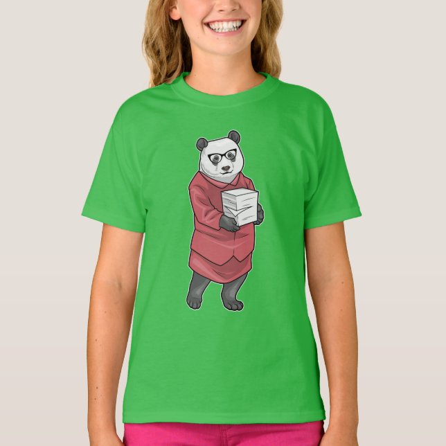 Panda Secretary Stack of Paper T-Shirt (Front)