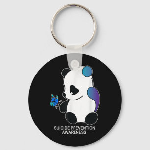 Panda Semicolon Butterfly Suicide Prevention Aware Keychain