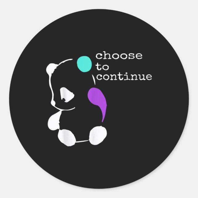 Panda Semicolon Gift Suicide Prevention Awareness  Classic Round Sticker (Front)