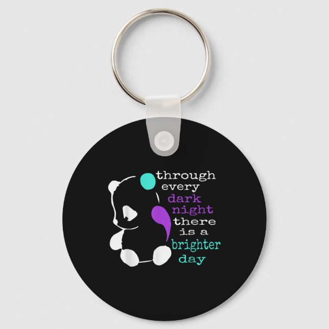Panda Semicolon Gift Suicide Prevention Awareness  Keychain (Front)