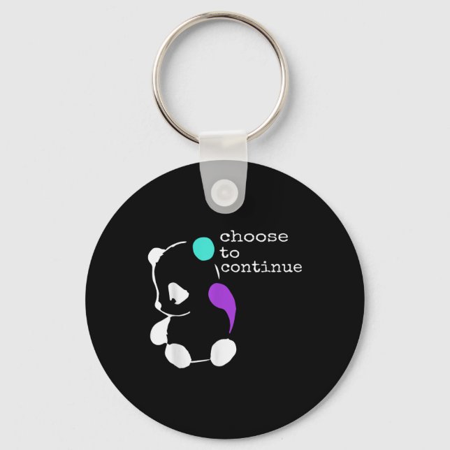 Panda Semicolon Gift Suicide Prevention Awareness  Keychain (Front)