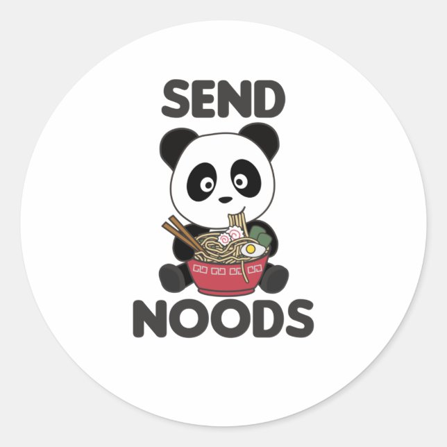 Panda Send Noods Ramen Cute Kawaii Noodle Classic Round Sticker (Front)