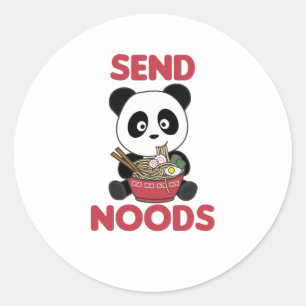 Panda Send Noods Ramen Cute Kawaii Noodles Pandas Classic Round Sticker