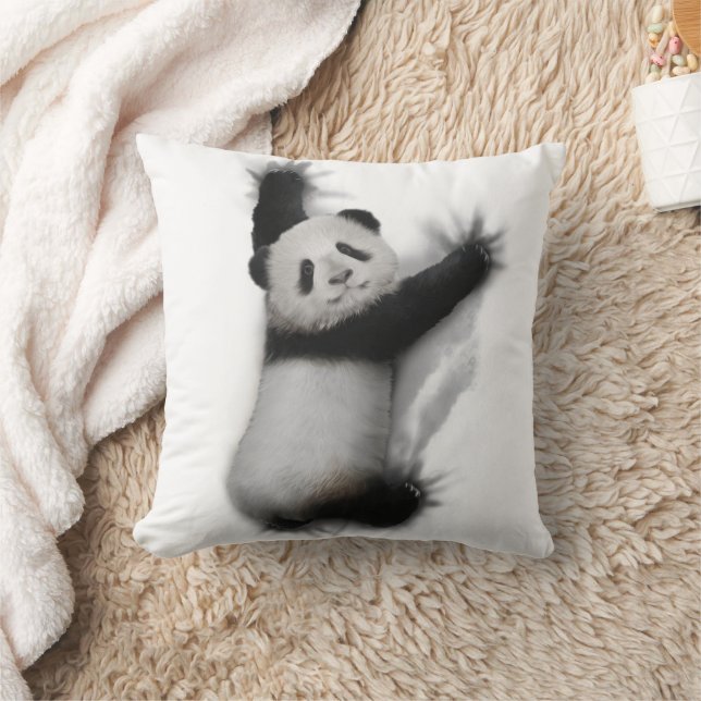 Panda Shirt Humourous Graphic Animal T-Shirt Gifts Throw Pillow (Blanket)