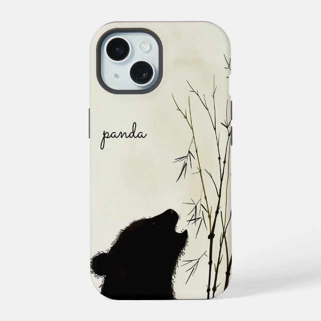 Panda Silhouette iPhone 15 Case (Back)