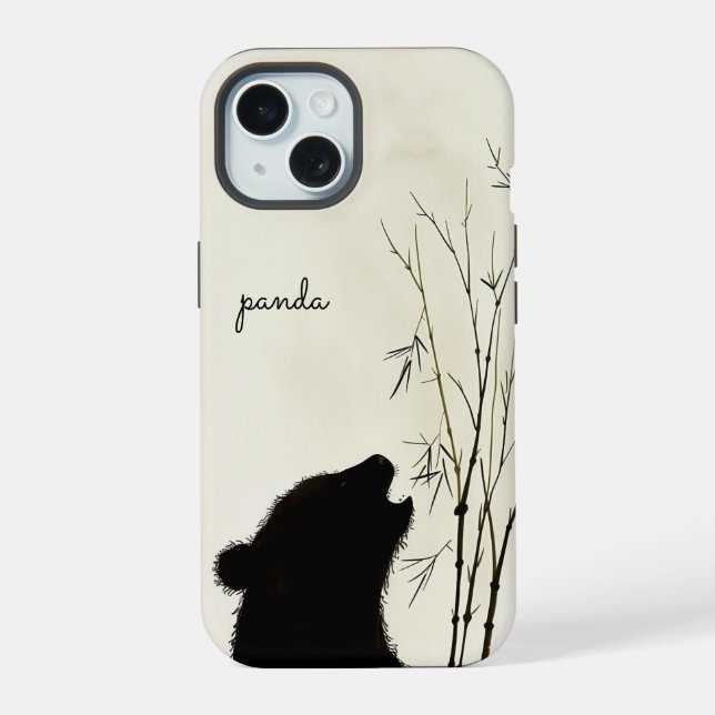 Panda Silhouette iPhone 15 Case (Back)