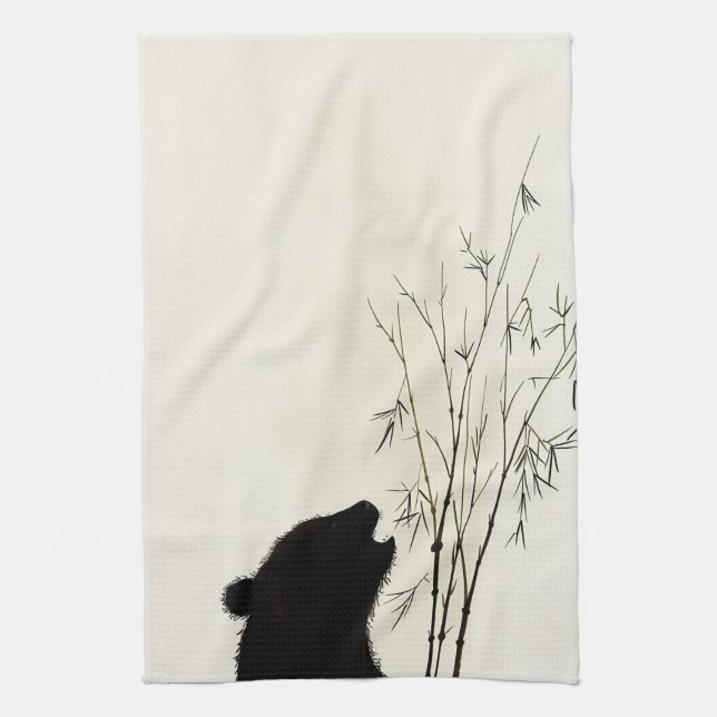 Panda Silhouette Kitchen Towel (Vertical)