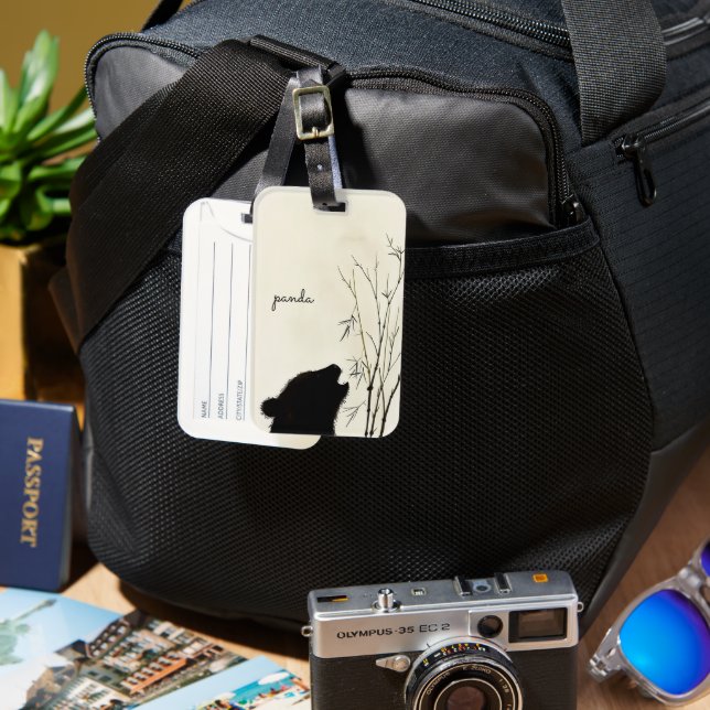 Panda Silhouette Luggage Tag (Front & Back)