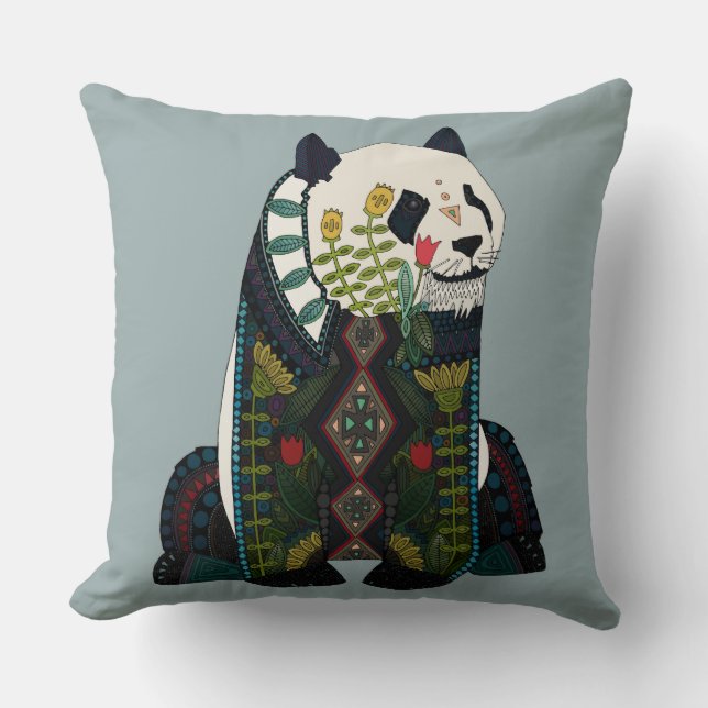 panda silver throw pillow (Front)
