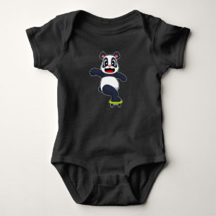 Panda Skater Skateboard Baby Bodysuit