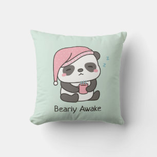 Panda Sleepy Bearly Awake Pun oreiller