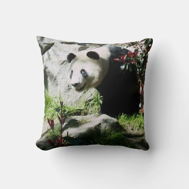 Panda Smile Throw Pillow (Front)