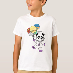 Panda Space Planet Moon Earth Astronaut Saturn T-Shirt