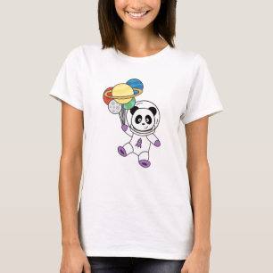 Panda Space Planet Moon Earth Astronaut Saturn T-Shirt