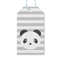 Panda striped gift tags